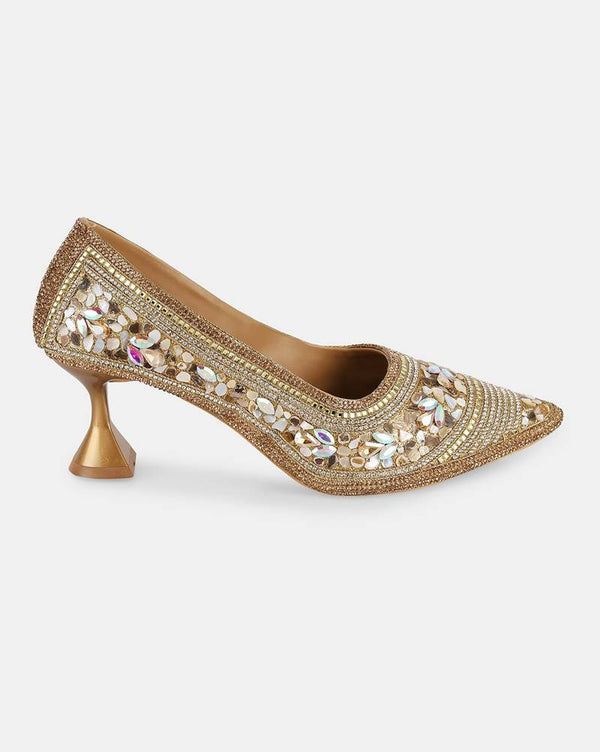 Az Footwear Antique Hand Crafted 2.5 Inches Designer Heels Sandal Shoes For Wedding, Office & Party